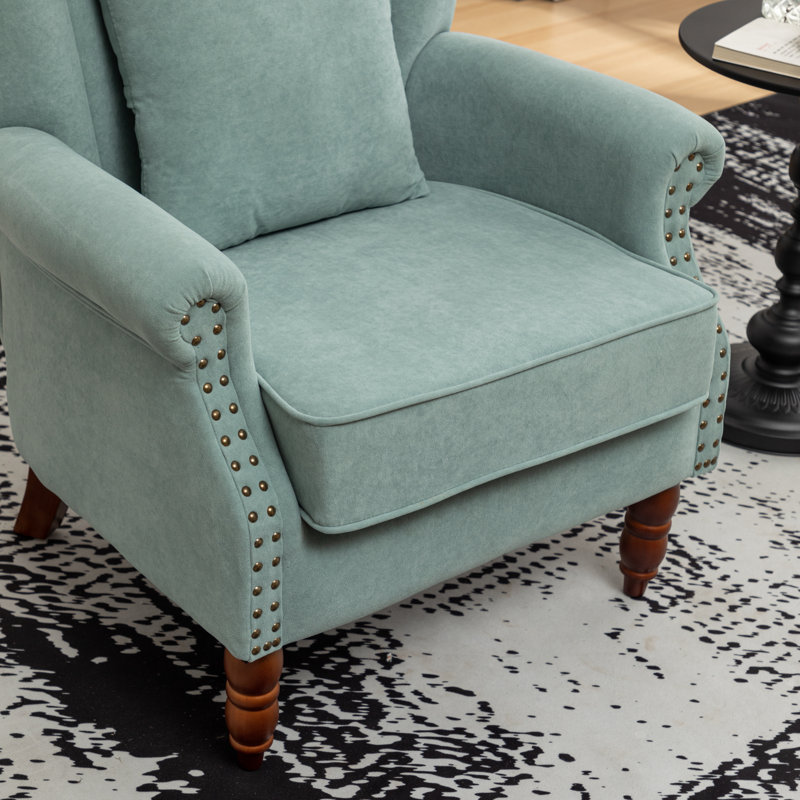 Fauteuil à oreilles de 29 po de largeur Antwanae, Velours sarcelle