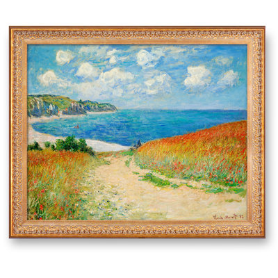 Path in the Wheat Fields at Pourville by Claude Monet Framed Size:inches,Image Size: inches World Classic Reproductions For HomeDecor,Vintage Pattern Gold Frame