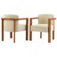 Fauteuil rembourré avec structure en bois d'hévéa (ensemble de 2)