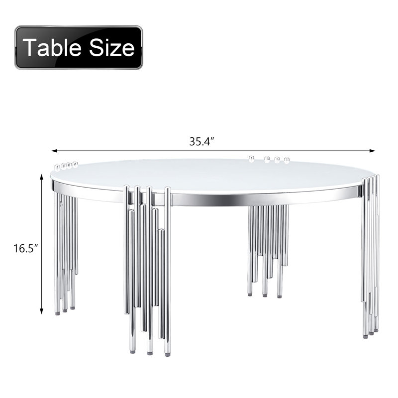 Table basse simple Deavon, Blanc, Argent
