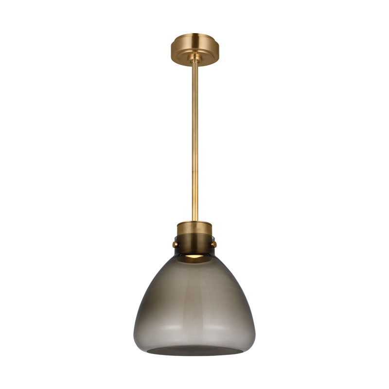 Morgan 1 - Light LED Pendant, Hand Rubbed Antique Brass, Gray