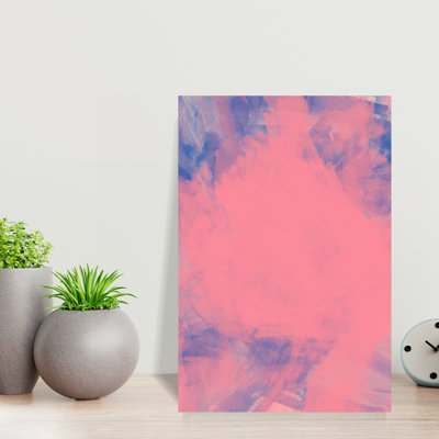 Vibrant Pink Blue Strokes Abstract Colorful Contemporary Rose Landscape Nature Wall Art Print 1 Piece Wrapped Canvas Wall Art