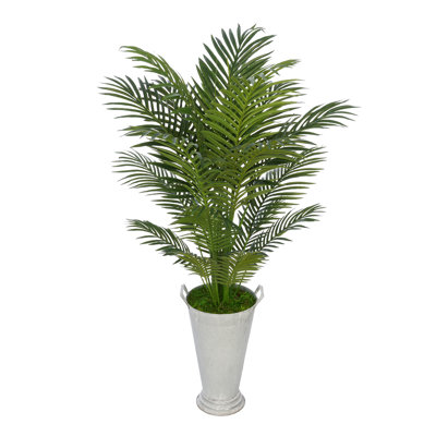 54'' Faux Palm Tree in Metal Decorative Vase