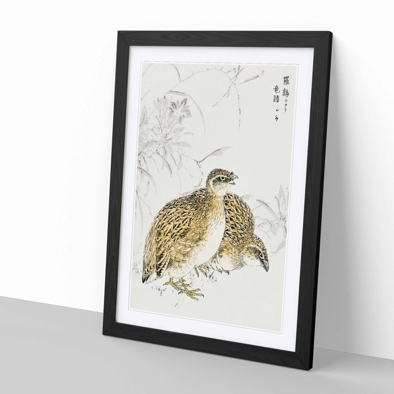 Japanese Quail Birds by Numata Kashu - Framed Print, Black Framed, 87cm H x 62cm W x 2cm D