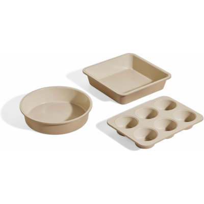 Ensemble de 3 plats de cuisson antiadhésifs en céramique, plaques de cuisson sans PFOA / PTFE / BPA pour gâteaux, muffins et plats salés