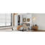 Grand lit escamotable en bois avec garde-robe, lit escamotable mural peu encombrant avec bureau, vérins à gaz, station de charge, blanc