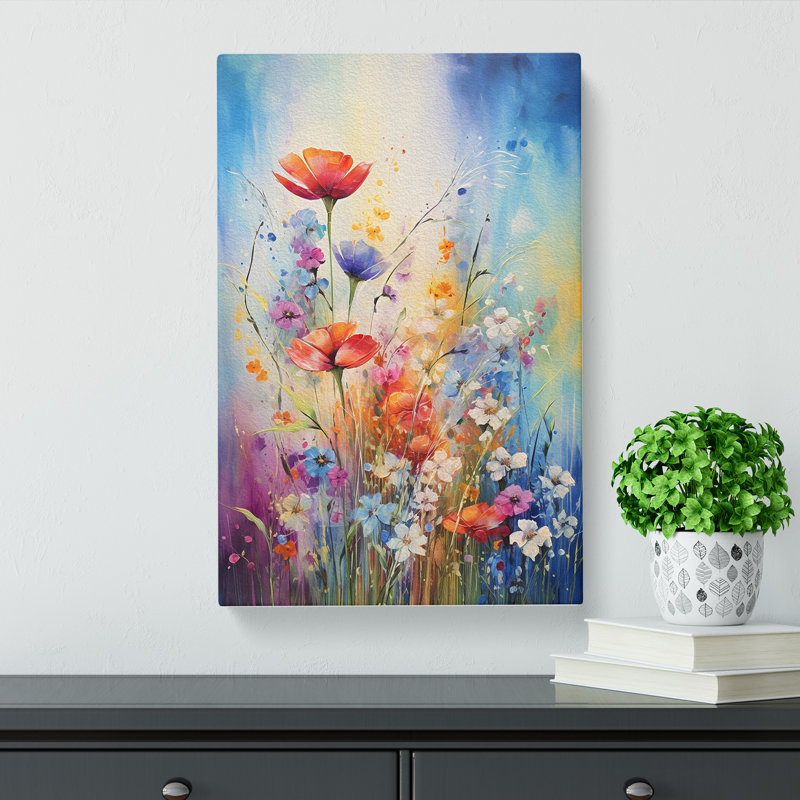 Wildflowers Abstract - Art Prints - Wrapped Canvas, 60cm H x 40cm W x 3cm D