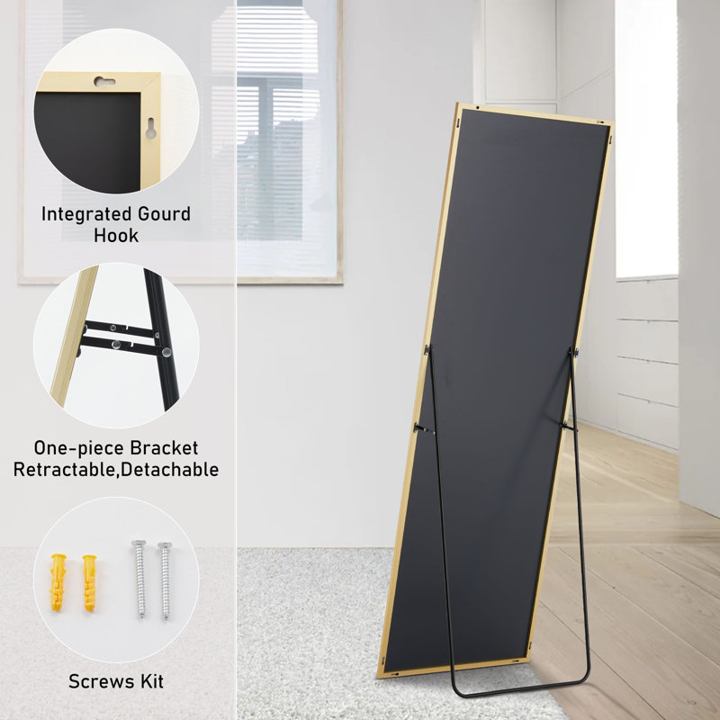 Miroir sur pied Alvantor, Rectangle , Black, 71"