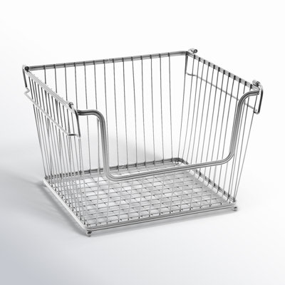 Sorbus MTL-BSKT6 6 Pack Stackable Metal Storage Basket with Handles in Silver