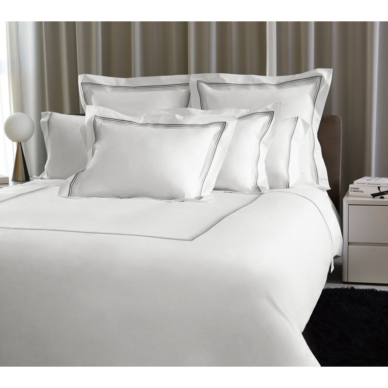 Casale Percale Duvet Cover, King Duvet Cover, White/Gray