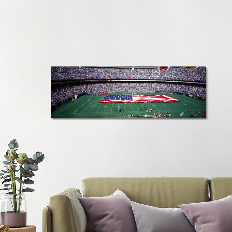 Spectator Watching A Football Match, Veterans Stadium, Philadelphia, Pennsylvania, USA - Wrapped Canvas Panoramic Print