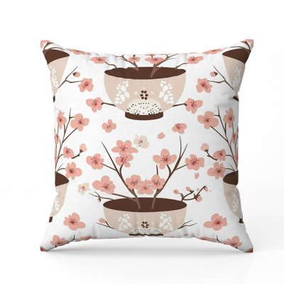 Potting Cherry Blossoms  Square Throw Pillow