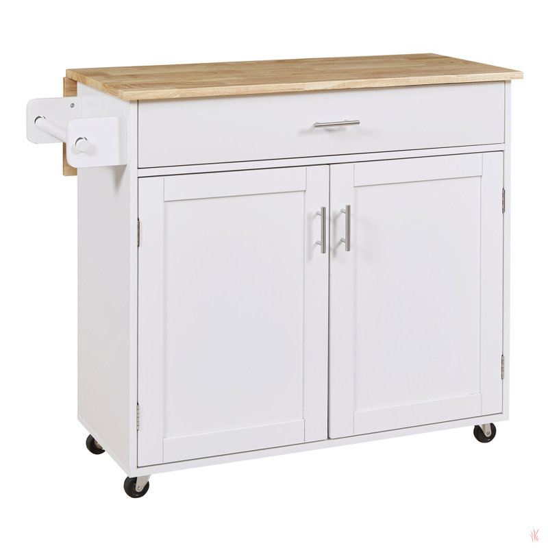 Wollaston Solid Wood Top Kitchen Island, White