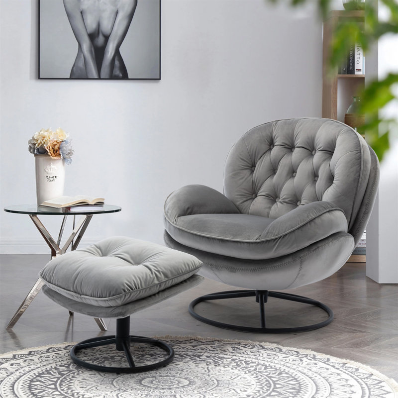 Méridienne pivotante avec repose-pieds 31,73 pouces, Velours gris velours