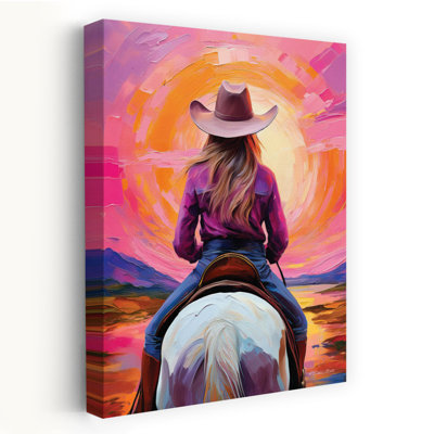 «Riding Into The Sunset» - art contemporain d'un chapeau de cowboy
