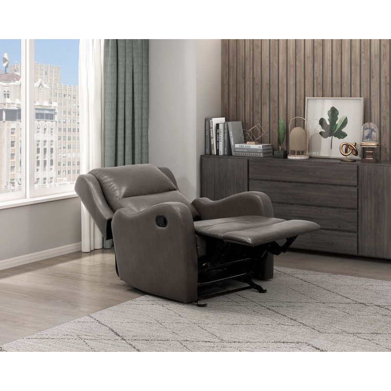 Fauteuil coulissant inclinable moderne et contemporain en similicuir de 30 po Norihisa, peu encombrant, peu encombrant et renforcé de métal