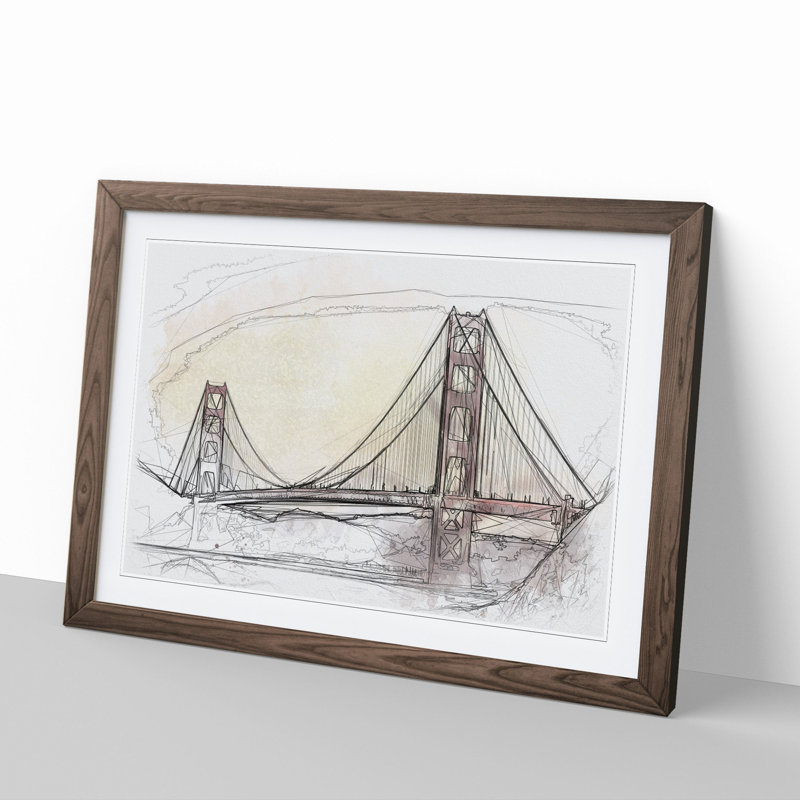 Golden Gate Bridge Vol.3 - Picture Frame Painting, 27cm H x 36cm W x 2cm D, Walnut Framed