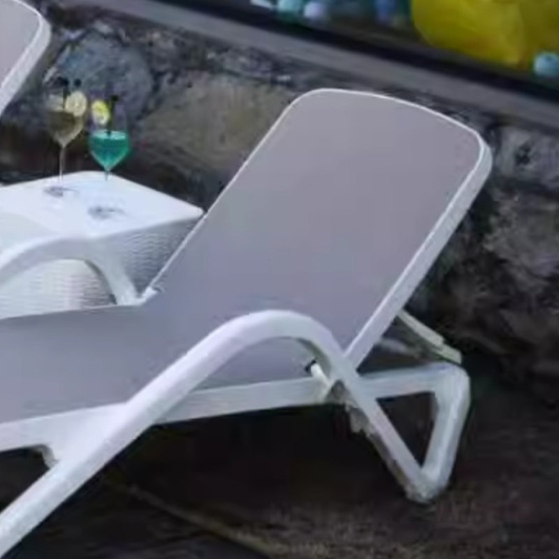 Outdoor Chaise Lounge Set with Table, Gray