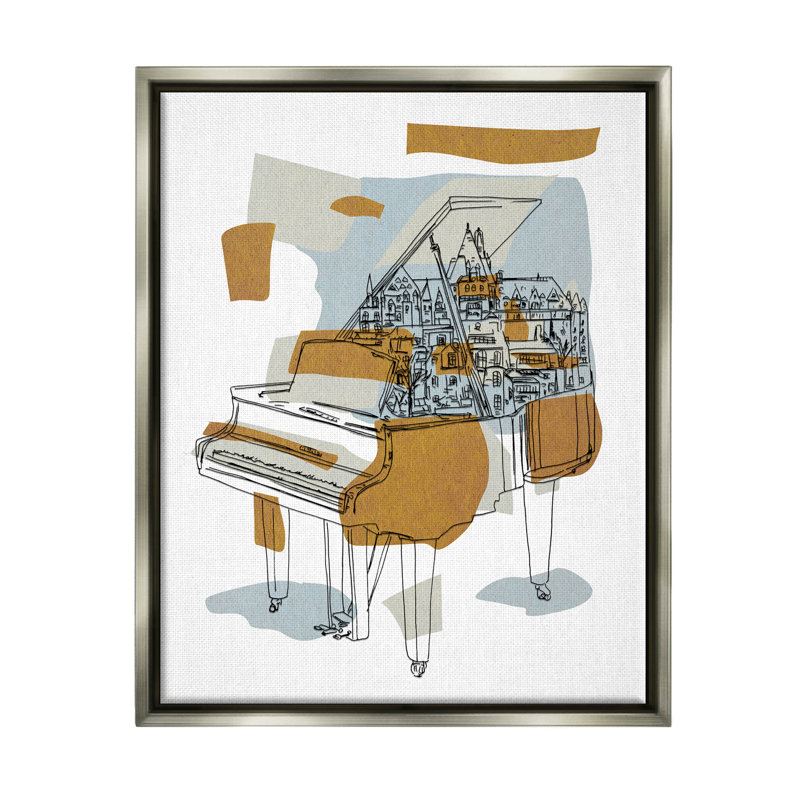 «Urban Town», art de la giclée au piano par Melissa Wang, H 31 po x l 25 po x P 1,7 po, Cadre flottant gris lustré