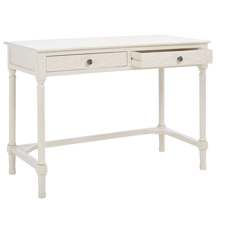 Whisnant Manufactured Wood Writing Desk , Distressed White