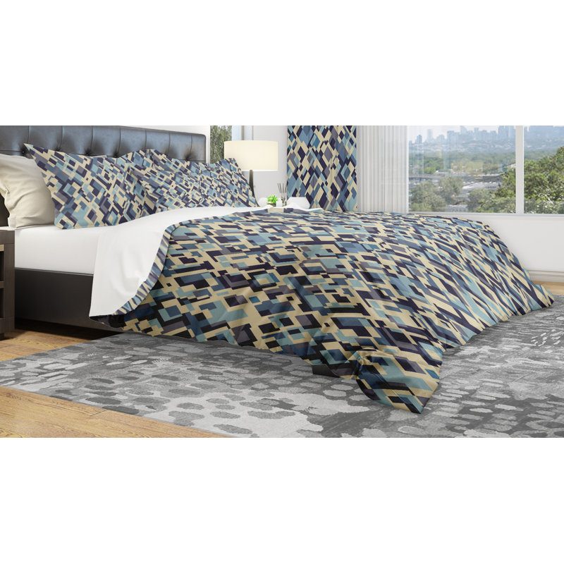 Ensemble de housse de couette designart rhombuses, Housse de couette très grand + 2 taies décoratives
