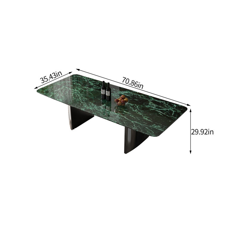 Table de salle à manger moderne et simple en marbre de luxe, H 29,52 po x L 70,86 po x l 35,43 po