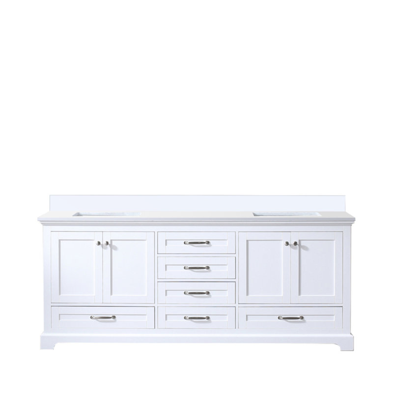 Meuble-lavabo double 80 po X P 22 po D, avec plateau en marbre de culture, Blanc