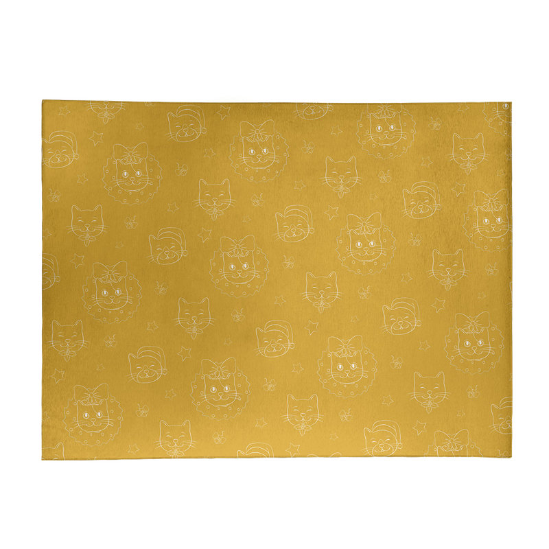 Tapis jaune fait main, Rectangle 9 pi x 12 pi