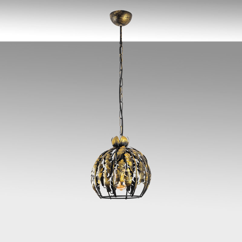 Luminaire suspendu sphère 1 lumière Mebane, Noir / Bronze