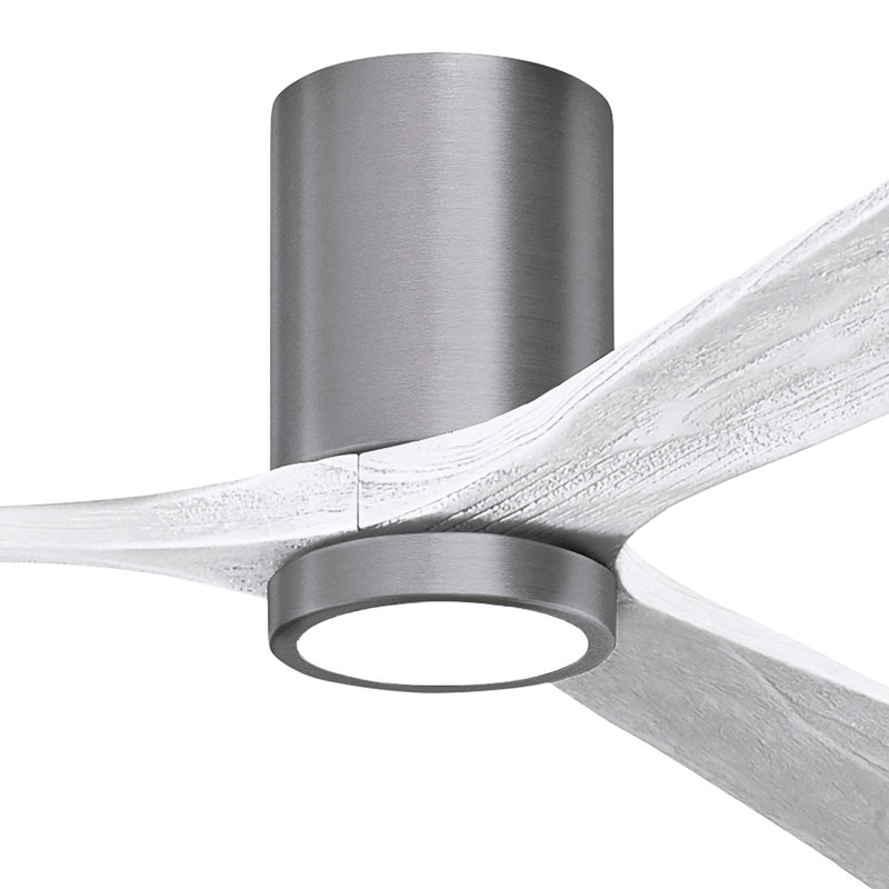 Olivier à 3 pales DEL standard avec ventilateur de plafond et ensemble d'éclairage inclus, Blanc mat, Étain brossé, 60"