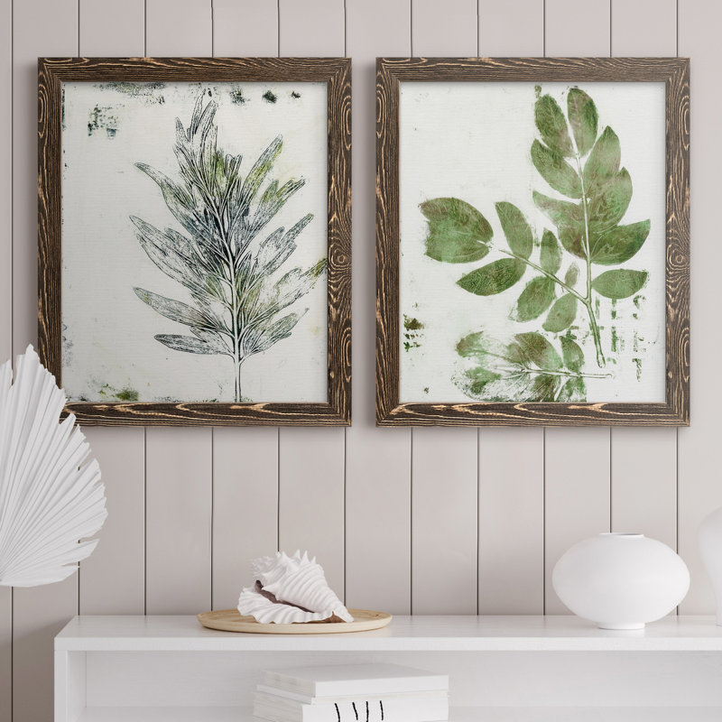 Présence de la nature - ensemble de 2 peintures sur toile encadrées, Noyer, H 20 po x l 34 po x P 1,5 po