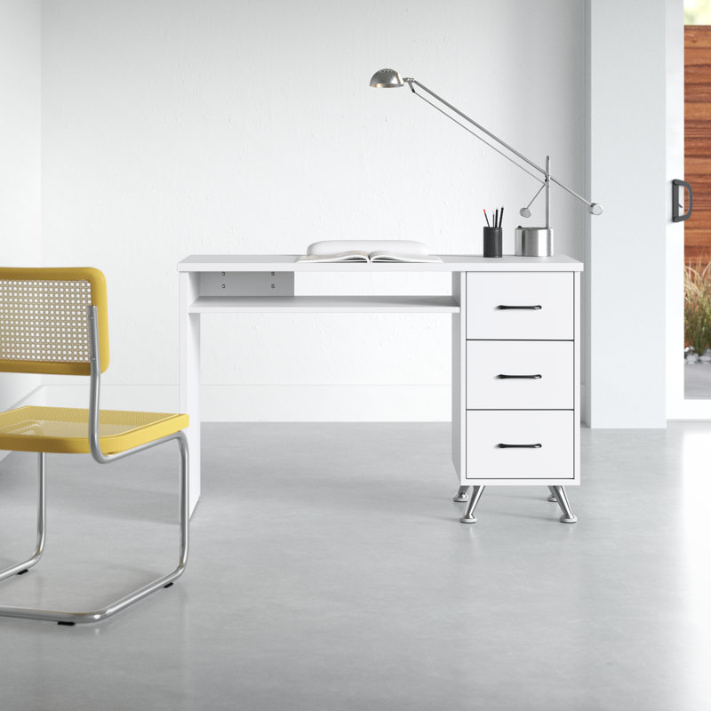 Alesya 47.2" Wide Nail Desk with Drawers and Soft Wrist Rest, White