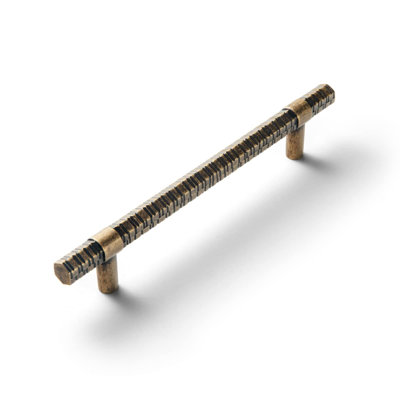 Antique Brass Cabinet Pulls, Zinc Alloy Knurled T-Bar Handles, 6 Pack With Adjustable Screws For Drawers And Cabinets