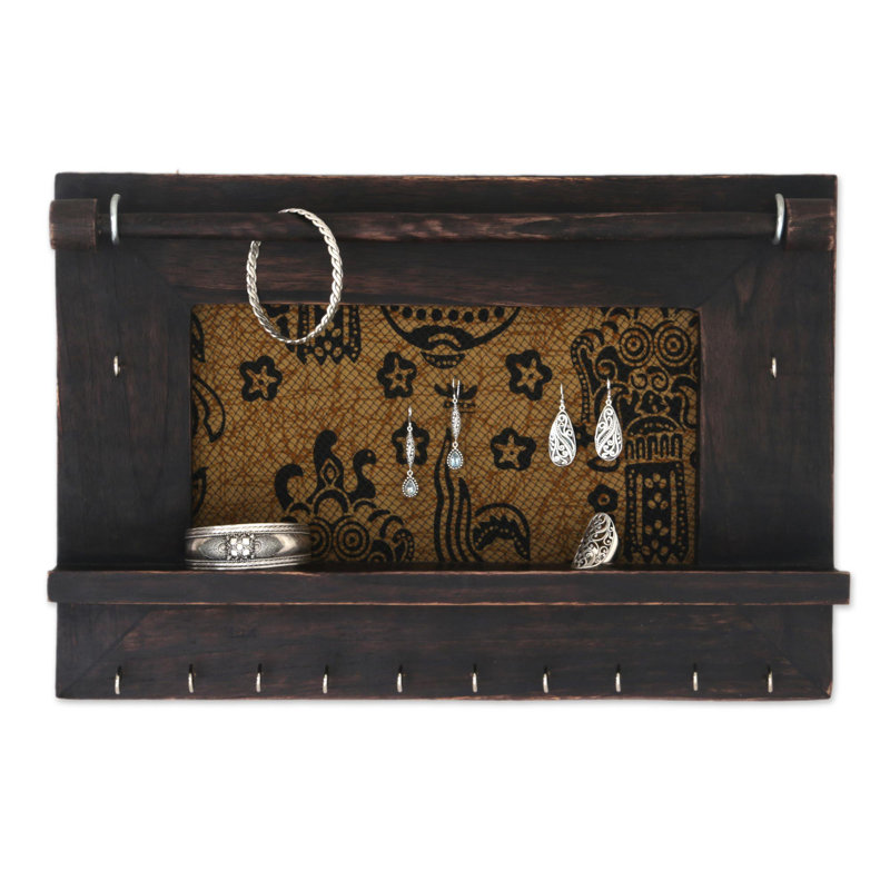 Boîte à bijoux murale en bois brun foncé