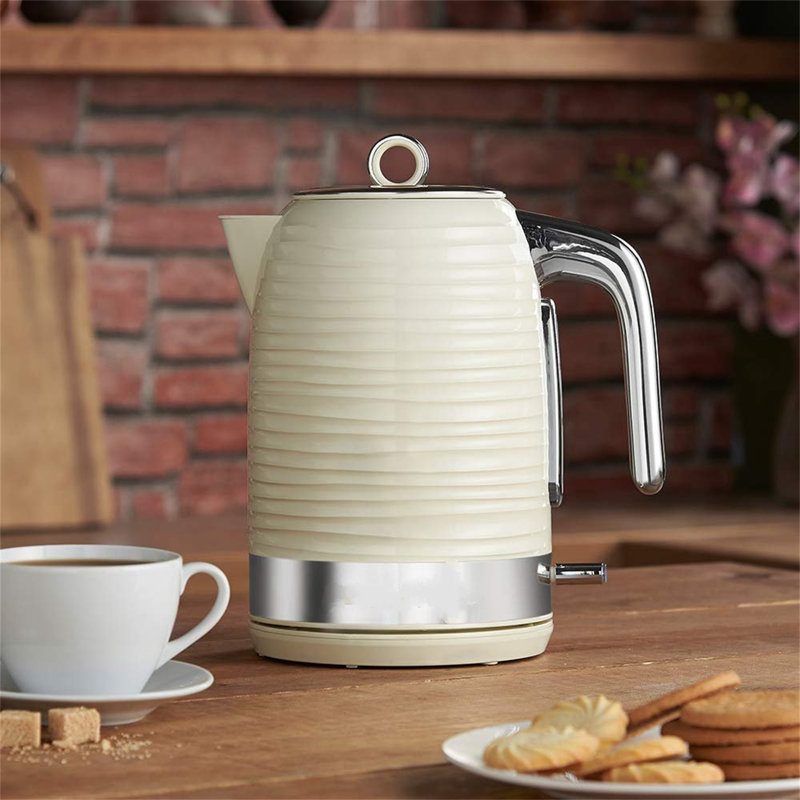 Electric 1.7L Cordless Kettle (Fast Boil 3000W, Premium Textured Plastic, High Gloss Finish, Removable Washable Anti-Scale Filter, Pull Off Lid, Perfect Pour Spout)