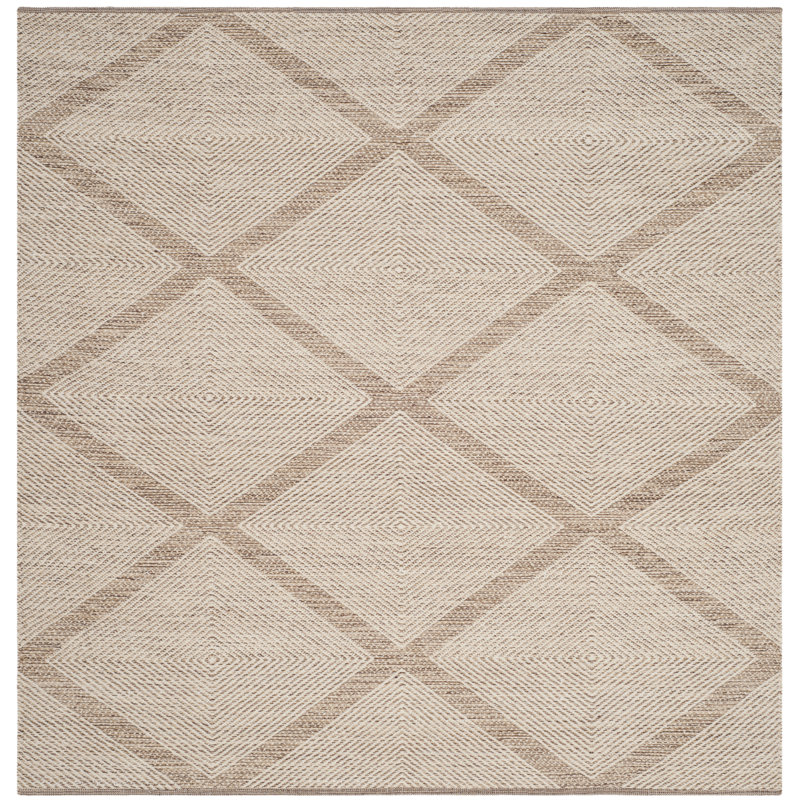 Abberton Hand Woven Cotton Geometric Rug, Square 4'