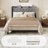 Modern Tufted Upholstered Bed In Velvet Or Linen With Charging Station & Headboard Shelf, High Clearance Under Bed Storage-290350258-290350262