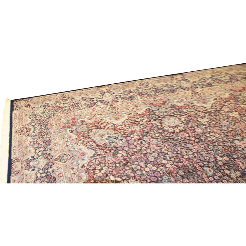 Hand Knotted Wool Area Rug in Navy