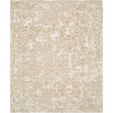 Rosette Hand Knotted Area Rug in Beige