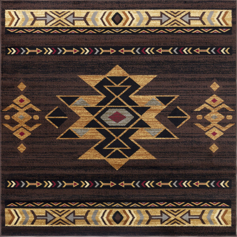 Tribes GC_YLS4005 Brown 7 Ft. 10 In. X 10 Ft. 3 In. Southwest Area Rug, Brown, Rectangle 7'10" x 10'3"