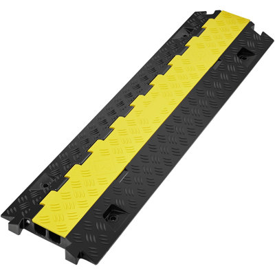 Rampe de protection de câble L 36,1 po x l 9,8 po x H 1,7 po avec 2 canaux, matériau TPU / TPR, rampe de protection de tuyau 1 pièce, noir / jaune, capacité de charge de 22 000 lb