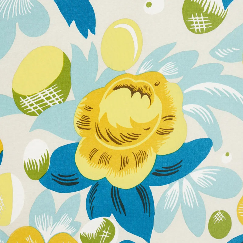 Juin Fabric, Citron/ Peacock