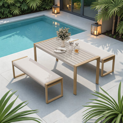 Ensemble repas d'extérieur en aluminium pour 4 personnes Arunas