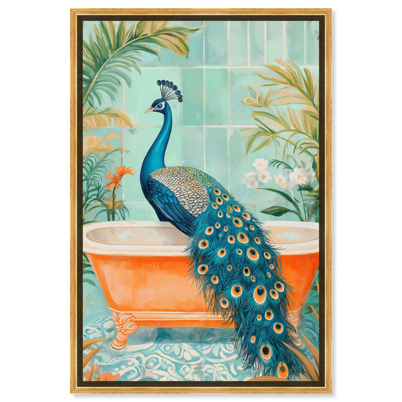 Toile de salle de bain élégante, Cadre doré, H 31 po x l 21 po