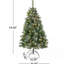 Arbre articulé de 4,5 pi avec poils éblouissants avec baies rouges et pin, 200 cl, 407 pointes, angle de montage simple combiné et conique brillant, type simple