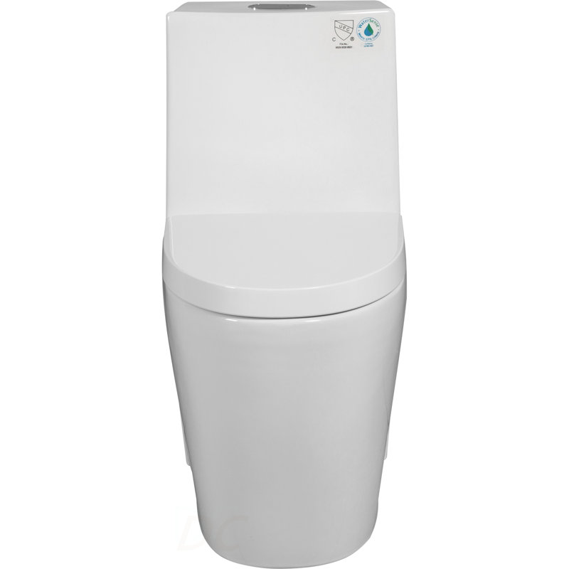 One-Piece Toilet, 1.1/1.60 GPF Water-Efficient Dual-Flush Elongated Comfort Height Floor Mounted, Standard-Size Toilet with Soft Closing Seat Included, Glossy White GF-24T01-GW