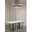Ensemble de table de salle à manger en marbre blanc 9 pièces Clairmont avec 8 chaises en velours noir - Table rectangulaire moderne avec détails argent