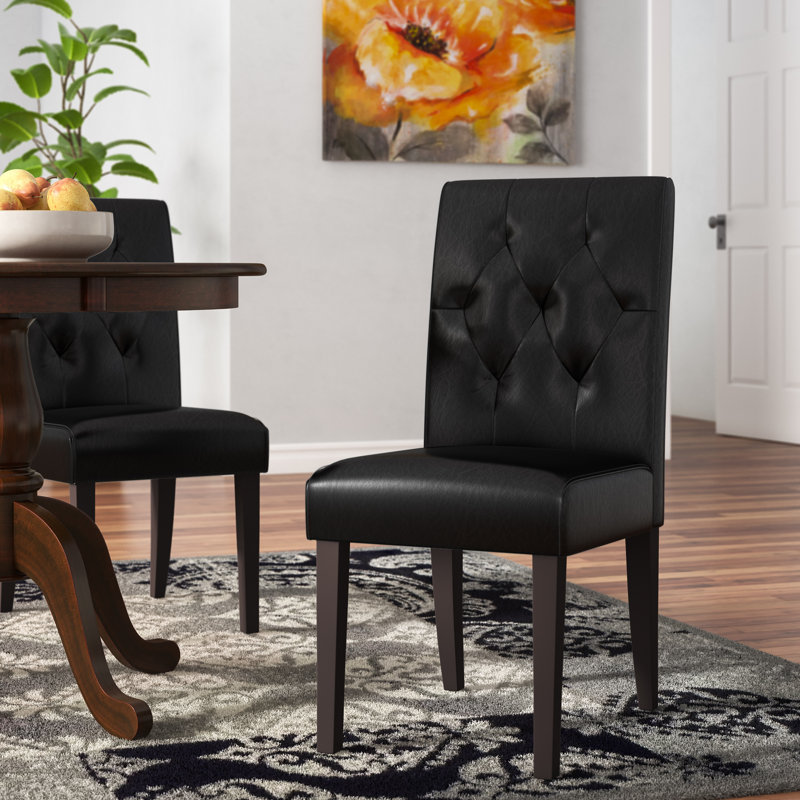 Chaise parsons capitonnée Allegany, chaise de salle à manger rembourrée, chaise de salle à manger, chaise de cuisine, Noir