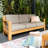 Chaney 78.75'' Wide Rectangle Teak Patio Sofa with Sunbrella® Cushions-209652295