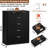 Farmhouse Fluted 6 Drawers Dresser for Bedroom, 42" Tall Modern Chest of Drawers with Metal Handle, Curved Profile Design, Wood Drawer Organizer for Bedroom, Living Room, Hallway, Entryway-1984993549